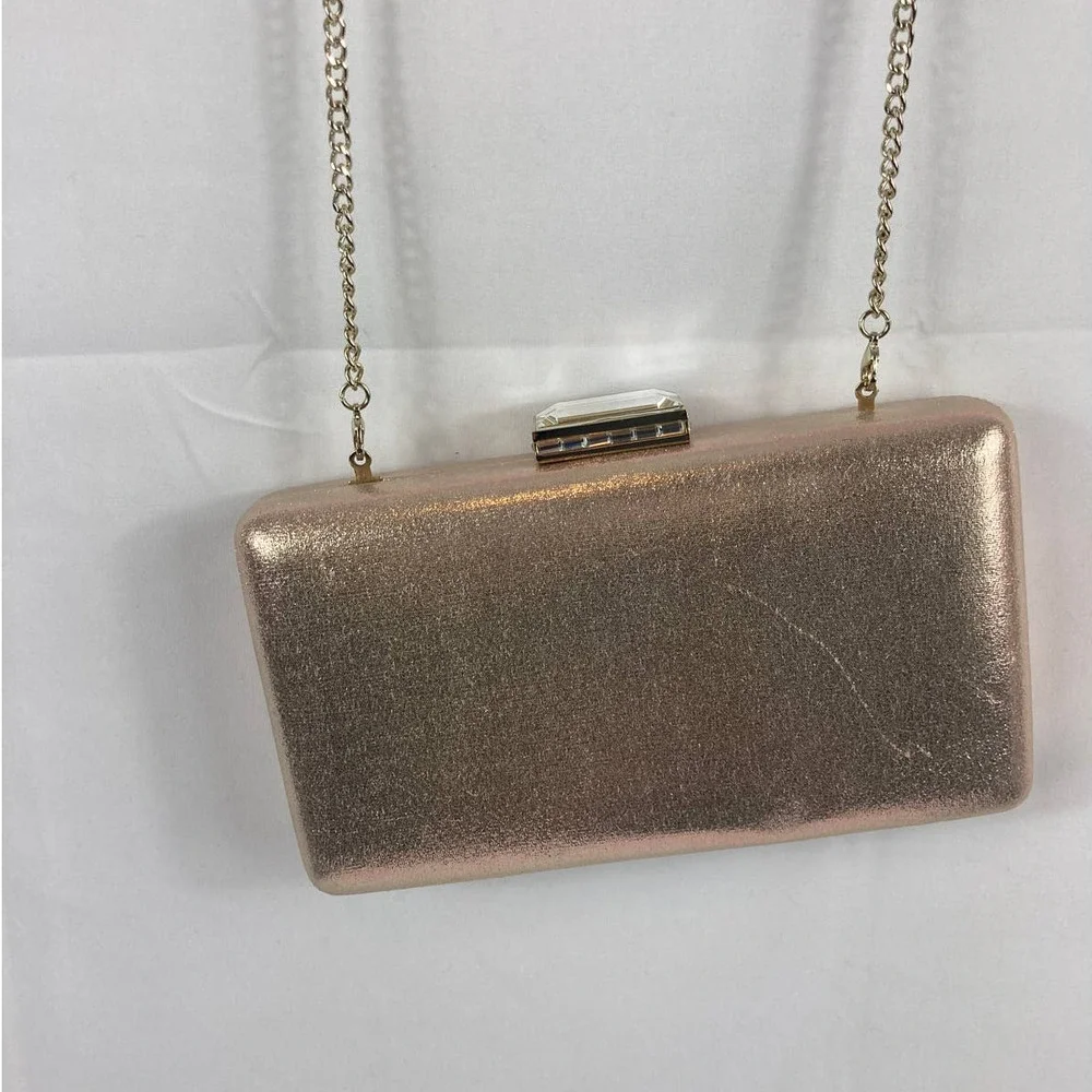 Nordstrom Pink and Gold Dress Clutch with removable cross strap